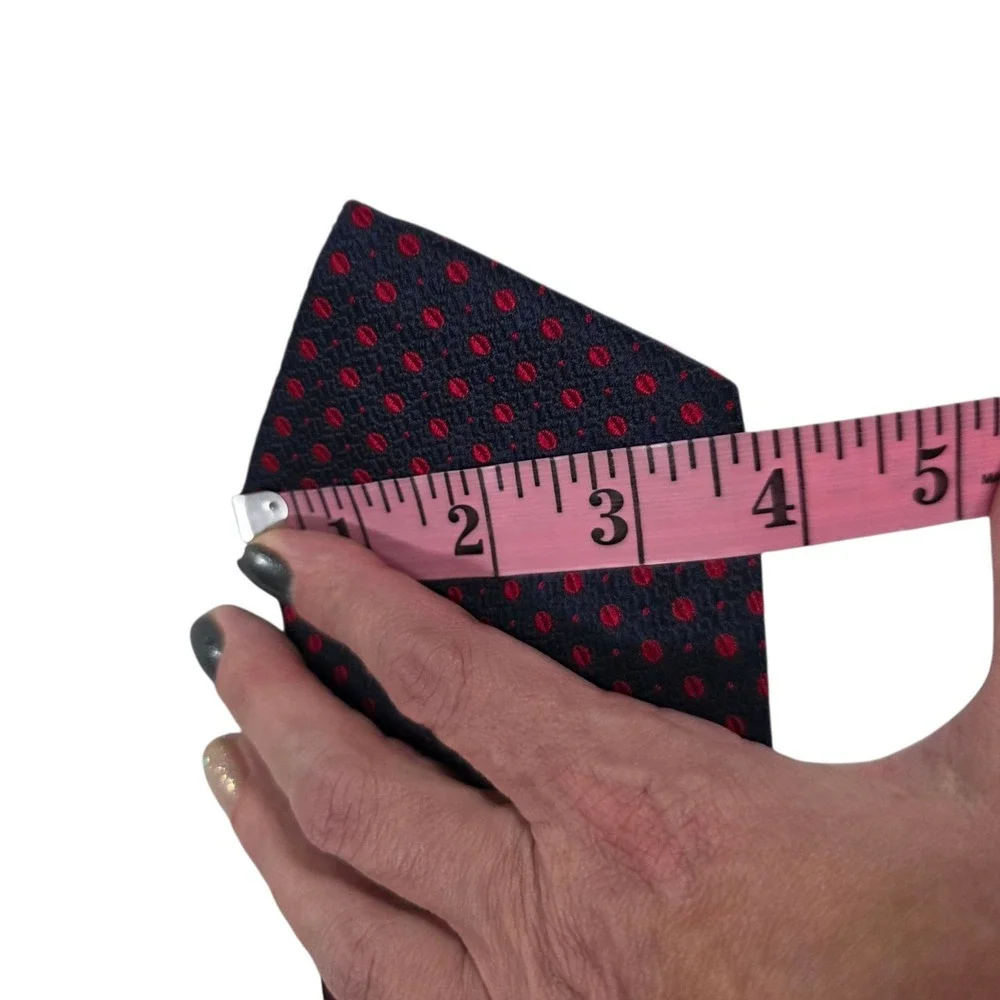 BURBERRYS OF LONDON Silk Polka Dot Necktie Classic Design Navy Red‎ Men's - Picture 3 of 11